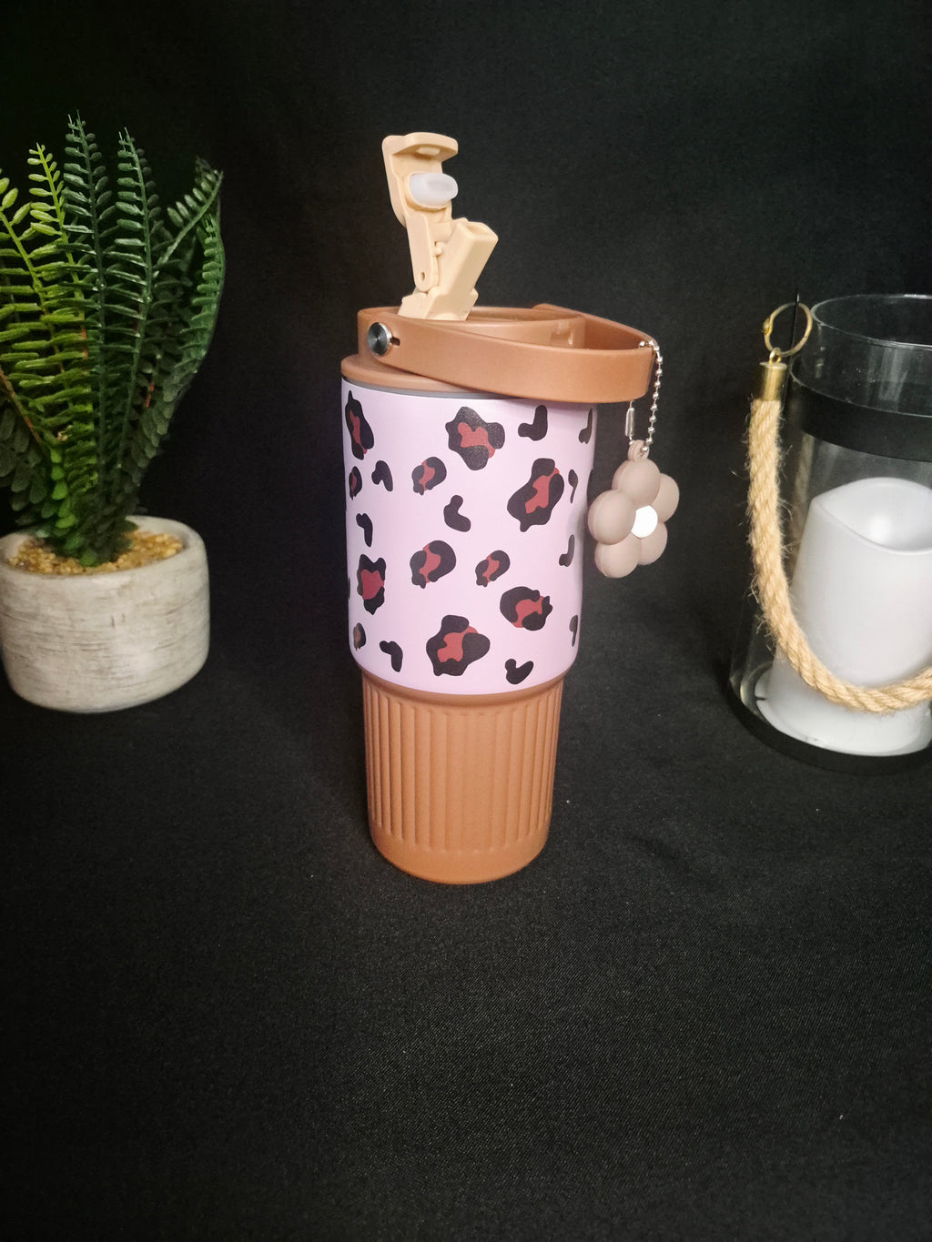 ✨ Cute Patterned Leakproof Tumbler with Charm
