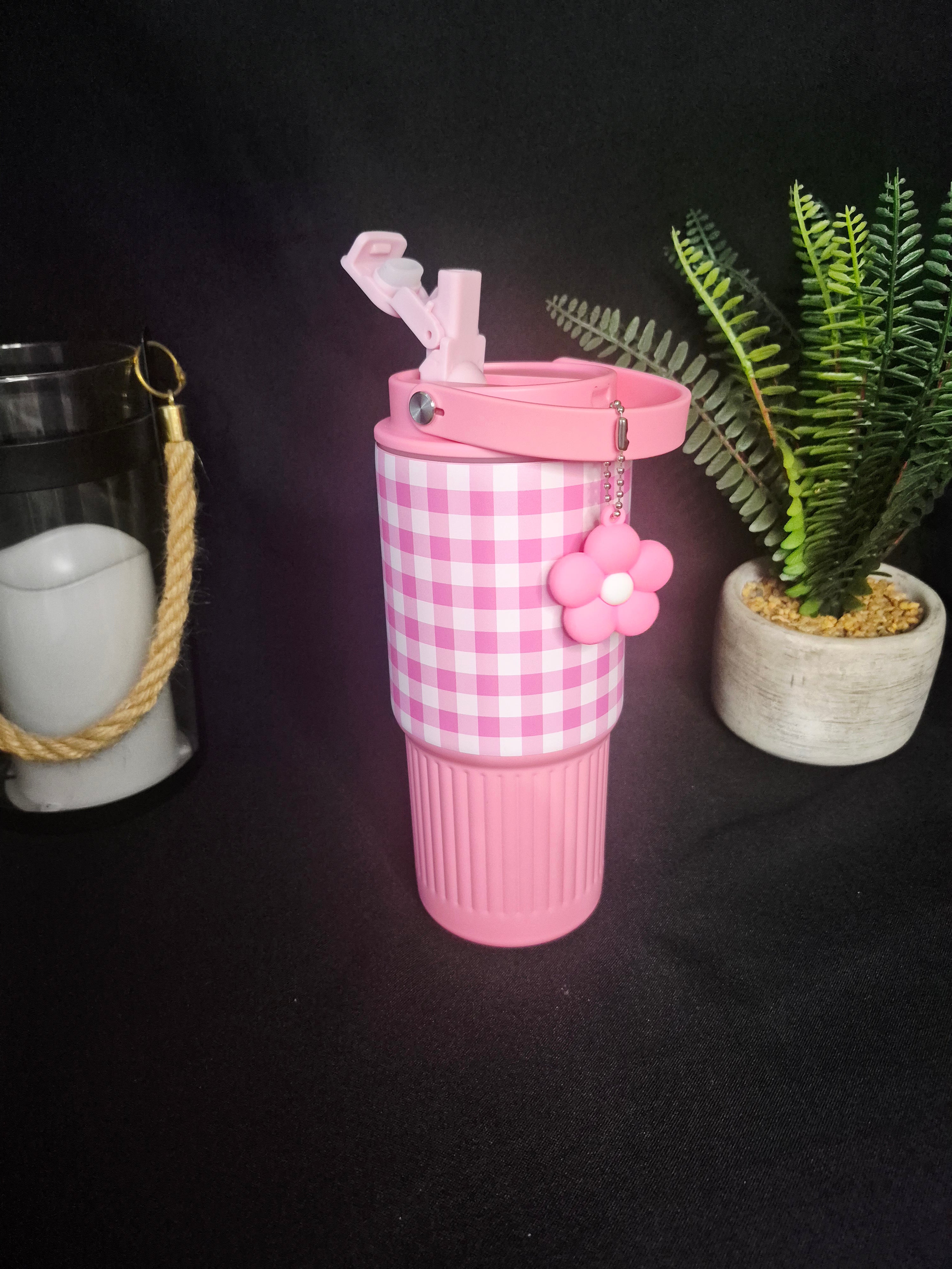 ✨ Cute Patterned Leakproof Tumbler with Charm